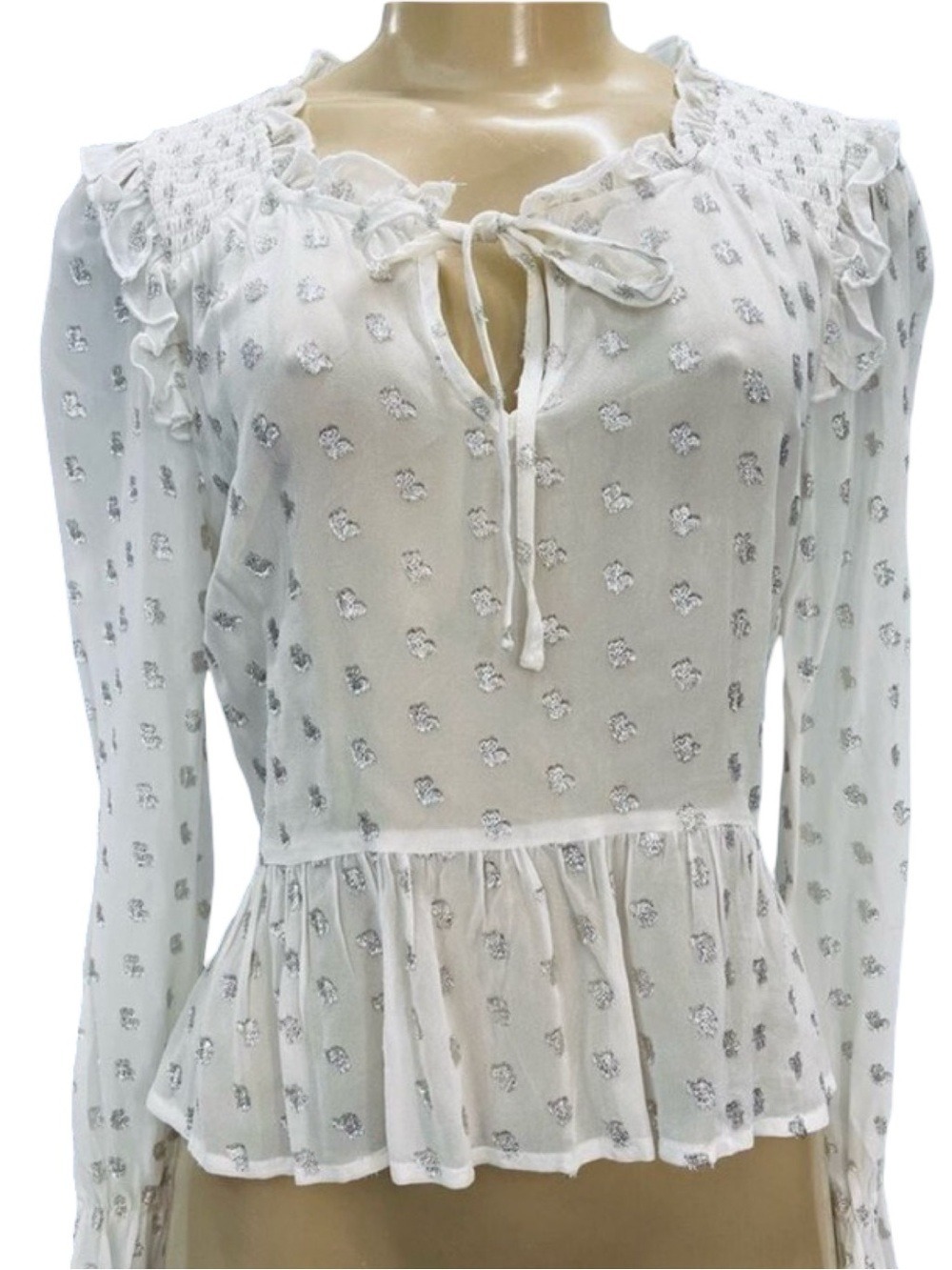 NWT $89 B.O.G.Diane Top “Ivory Heart” Small